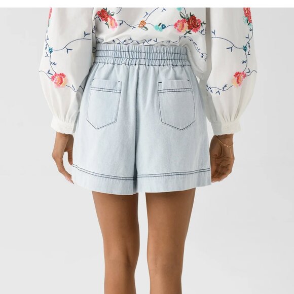 HUNTER BELL High Waist Denim Blue Shorts - Picture 7 of 7